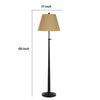 Tubular Metal Floor Lamp with Adjustable Height Mechanism Black and Beige By Casagear Home BM226328