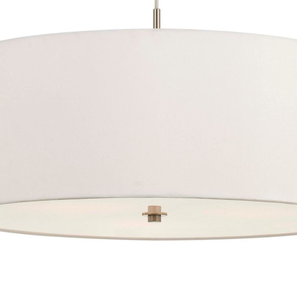 12 3 Bulb Drum Shade Pendant Fixture with Diffuser White By Casagear Home BM226334