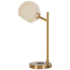 23" Round Glass Shade Desk Lamp with Wireless Charger, Gold By Casagear Home