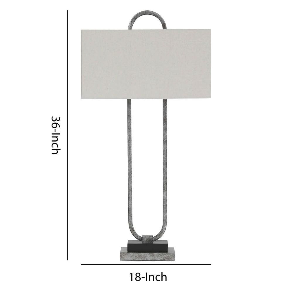 36 Open Capsule Metal Table Lamp with Drum Shade,Gray & White By Casagear Home BM226577