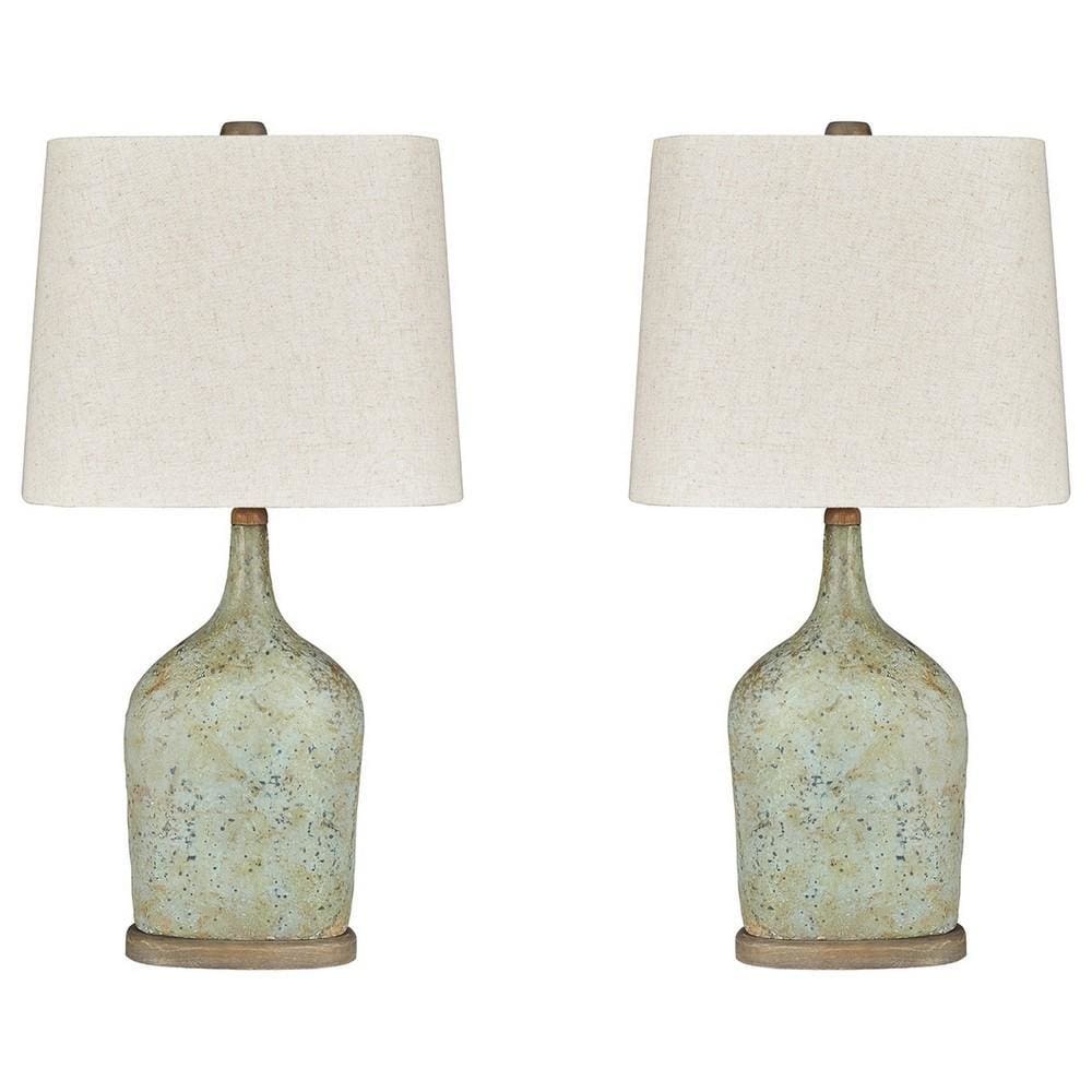 27.5" Bottle Shape Paper Composite Table Lamp, Set of 2,Gray By Casagear Home