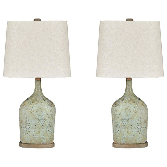 27.5" Bottle Shape Paper Composite Table Lamp, Set of 2,Gray By Casagear Home