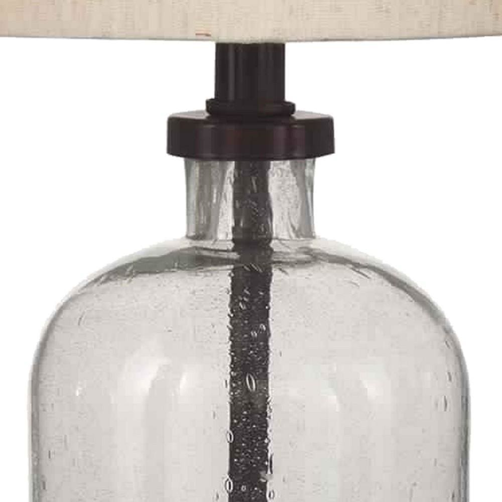 22 Cylindrical Seeded Glass Table Lamp Beige & Clear By Casagear Home BM226582