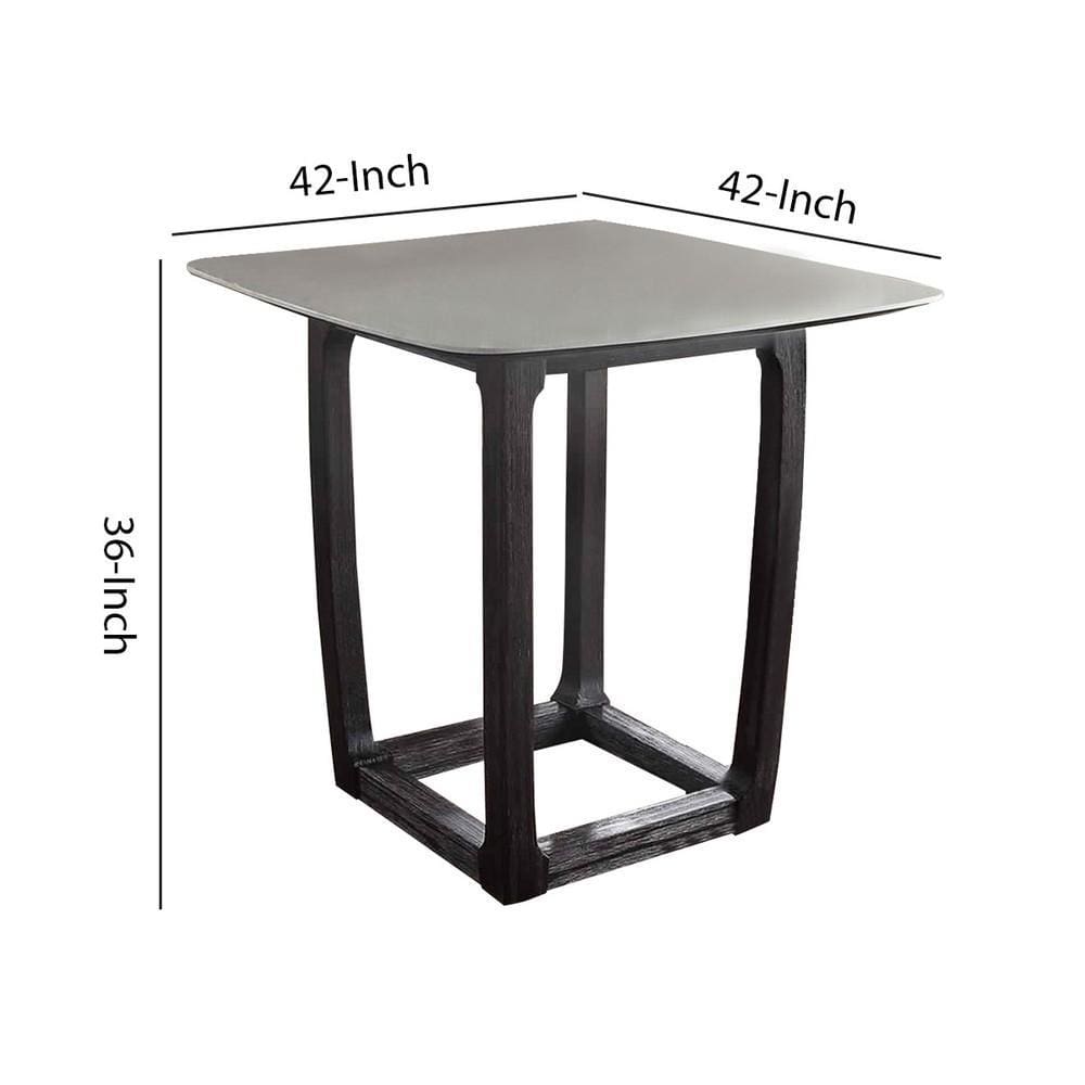 Square Marble Top Counter Height Wooden Table with Sled Base Gray By Casagear Home BM226848