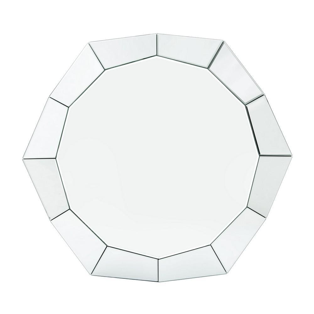 Mirror Octagonal Shape Coffee Table with Faux Diamond Inlays Silver By Casagear Home BM226892