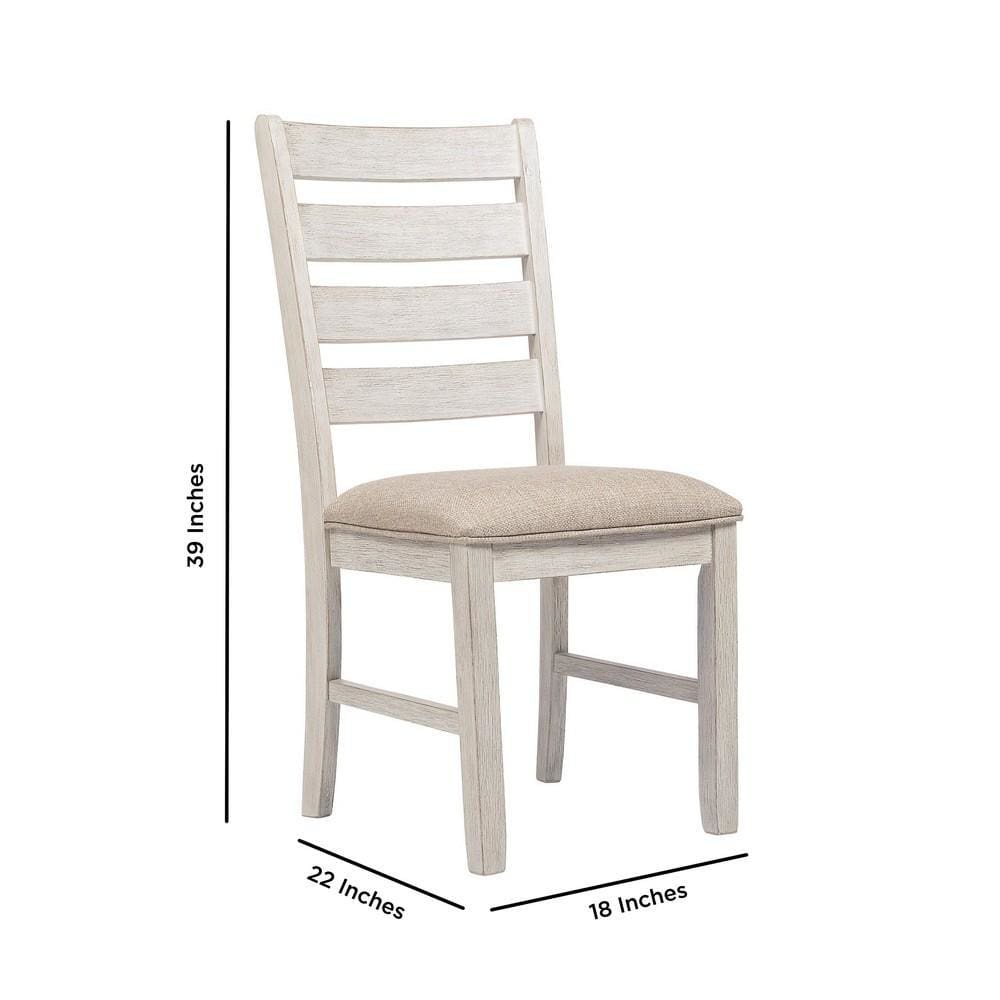 Fabric Dining Side Chair with Ladder Back Set of 2 White and Brown By Casagear Home BM227028