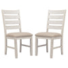 Fabric Dining Side Chair with Ladder Back, Set of 2, White and Brown By Casagear Home