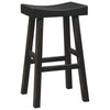 31 Inch Wooden Saddle Stool with Angular Legs Set of 2 Black By Casagear Home BM227040