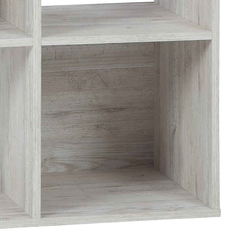 4 Cube Wooden Organizer with Grain Details Washed White By Casagear Home BM227055