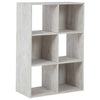 6 Cube Wooden Organizer with Grain Details, Washed White By Casagear Home