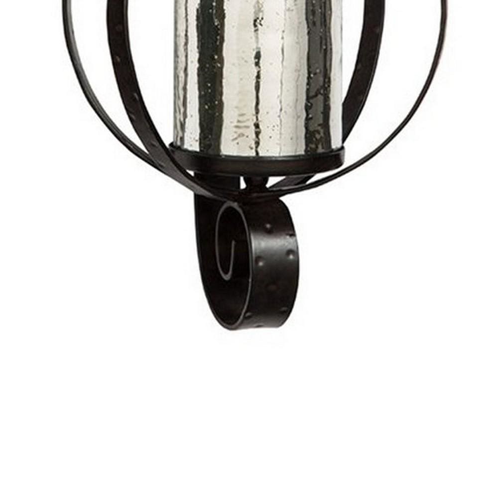 Intersected Round Metal Wall Sconce with Mercury Glass Hurricane Bronze By Casagear Home BM227142