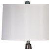 Pot Bellied Ceramic Table Lamp with Brushed Details,Set of 2,Gray and White By Casagear Home BM227189