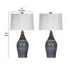 Pot Bellied Ceramic Table Lamp with Brushed Details,Set of 2,Gray and White By Casagear Home BM227189