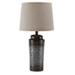 Ribbed Design Metal Body Table Lamp with Tapered Fabric Shade,Set of 2,Gray By Casagear Home BM227191