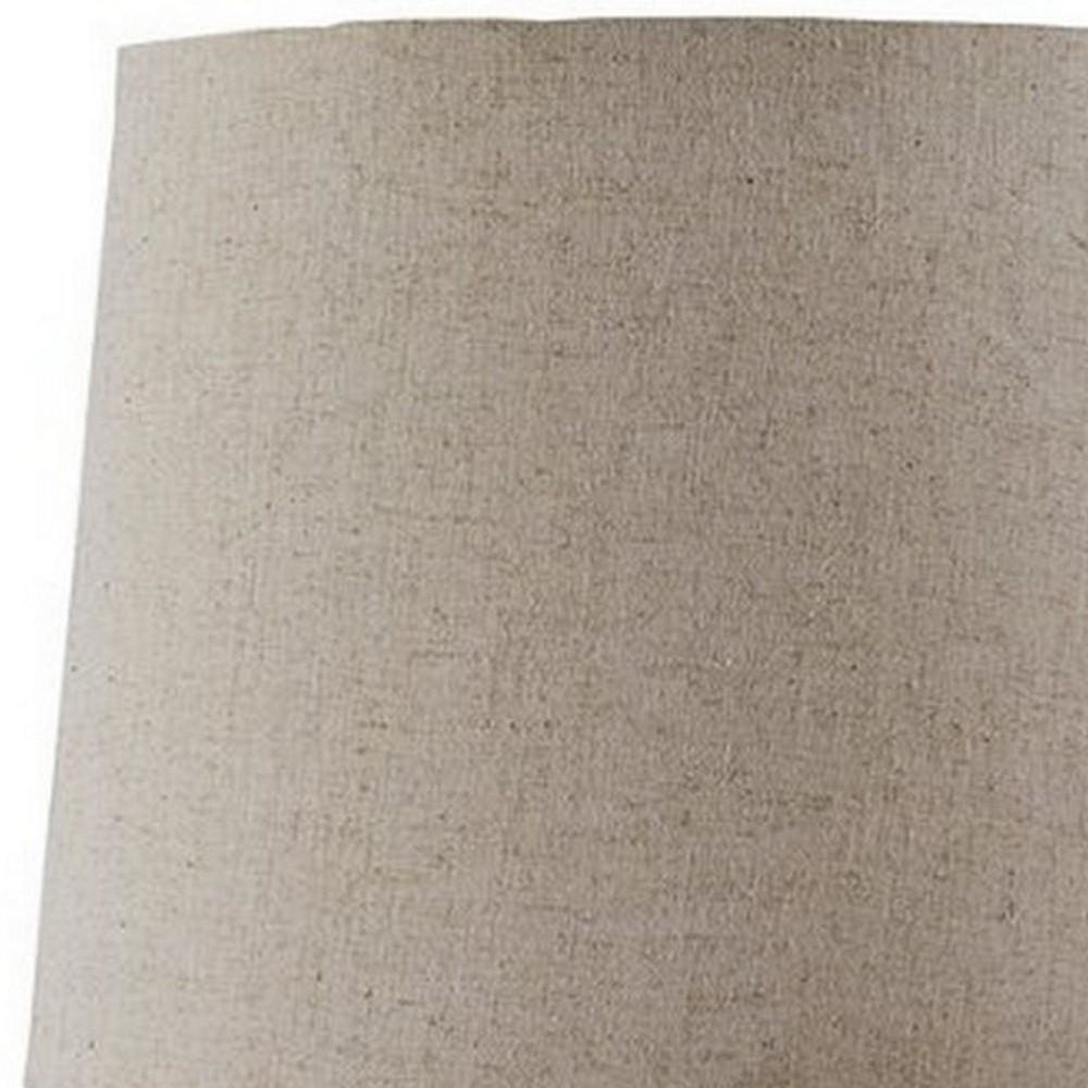 Ribbed Design Metal Body Table Lamp with Tapered Fabric Shade,Set of 2,Gray By Casagear Home BM227191