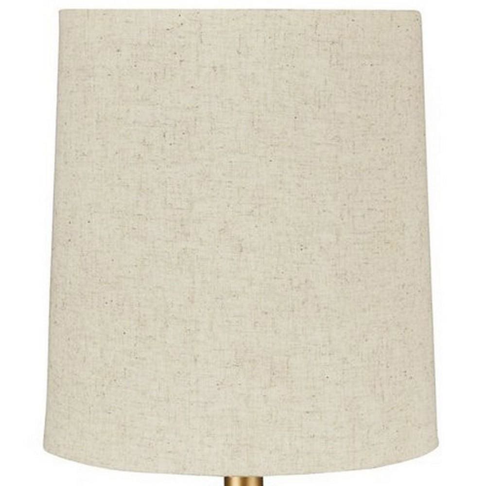 Pot Bellied Metal Table Lamp with Textured Golden Embellishment White By Casagear Home BM227194