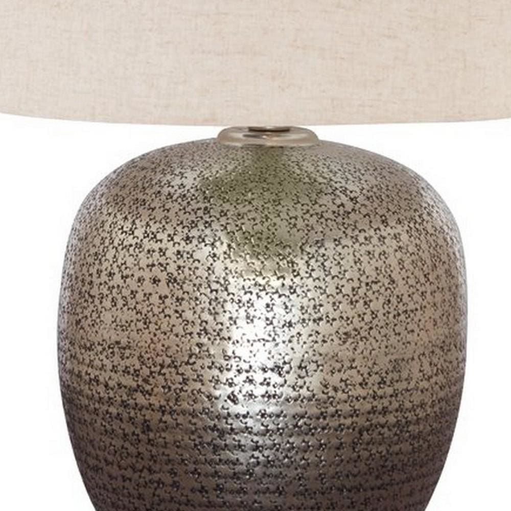 Bellied metal Body Table Lamp with Splotched Details Brass and Cream By Casagear Home BM227196