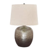 Bellied metal Body Table Lamp with Splotched Details, Brass and Cream By Casagear Home