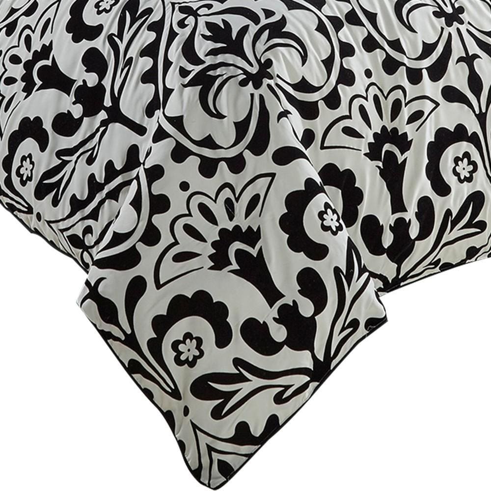 7 Piece King Polyester Comforter Set with Large Medallion Black and White By Casagear Home BM227296