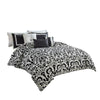 7 Piece King Polyester Comforter Set with Large Medallion, Black and White By Casagear Home