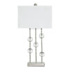 Crystal Accented Metal Table Lamp with Hardback Shade, White and Silver By Casagear Home