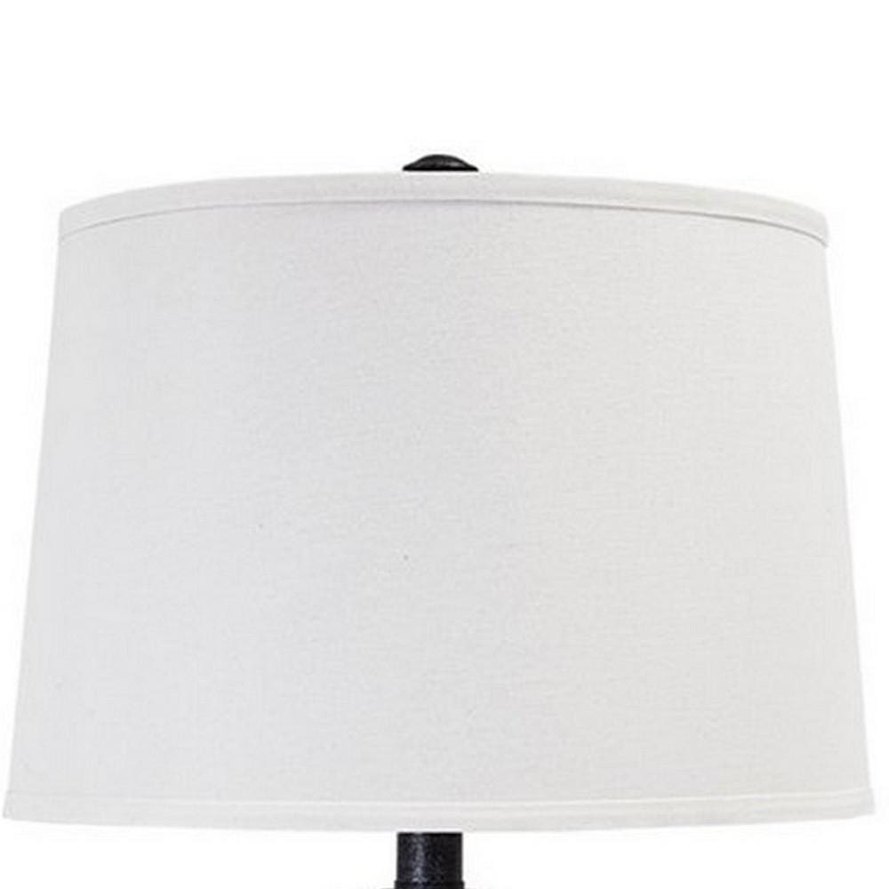 Smoky Glass Frame Table Lamp with Fabric Shade Light Gray and Clear By Casagear Home BM227350