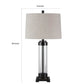 Glass and Metal Frame Table Lamp with Fabric Shade Gray and Black By Casagear Home BM227351