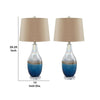 Vase Shape Frame Table Lamp with Fabric Shade Set of 2 Beige and Blue By Casagear Home BM227353