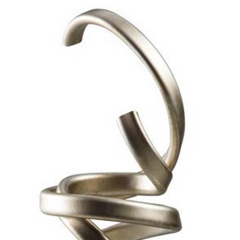 Twisted Scrolled Metal Sculpture with Marble Base Champagne Gold and White By Casagear Home BM227395