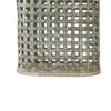 Metal Table Lamp with Lattice Design Body and Hardback Shade,Gray and Beige By Casagear Home BM227552