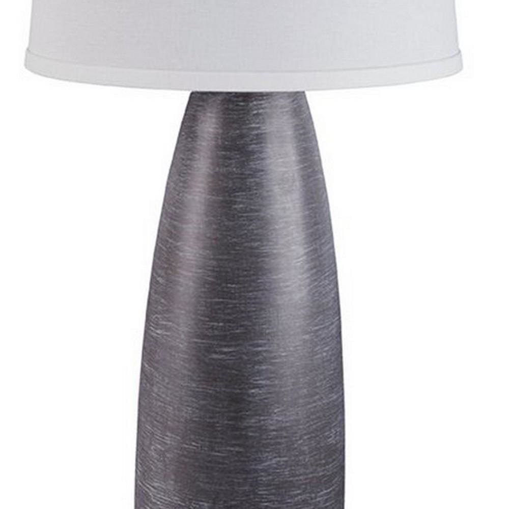 Vase Shape Resin Table Lamp with Fabric Shade Set of 2 Gray and White By Casagear Home BM227554