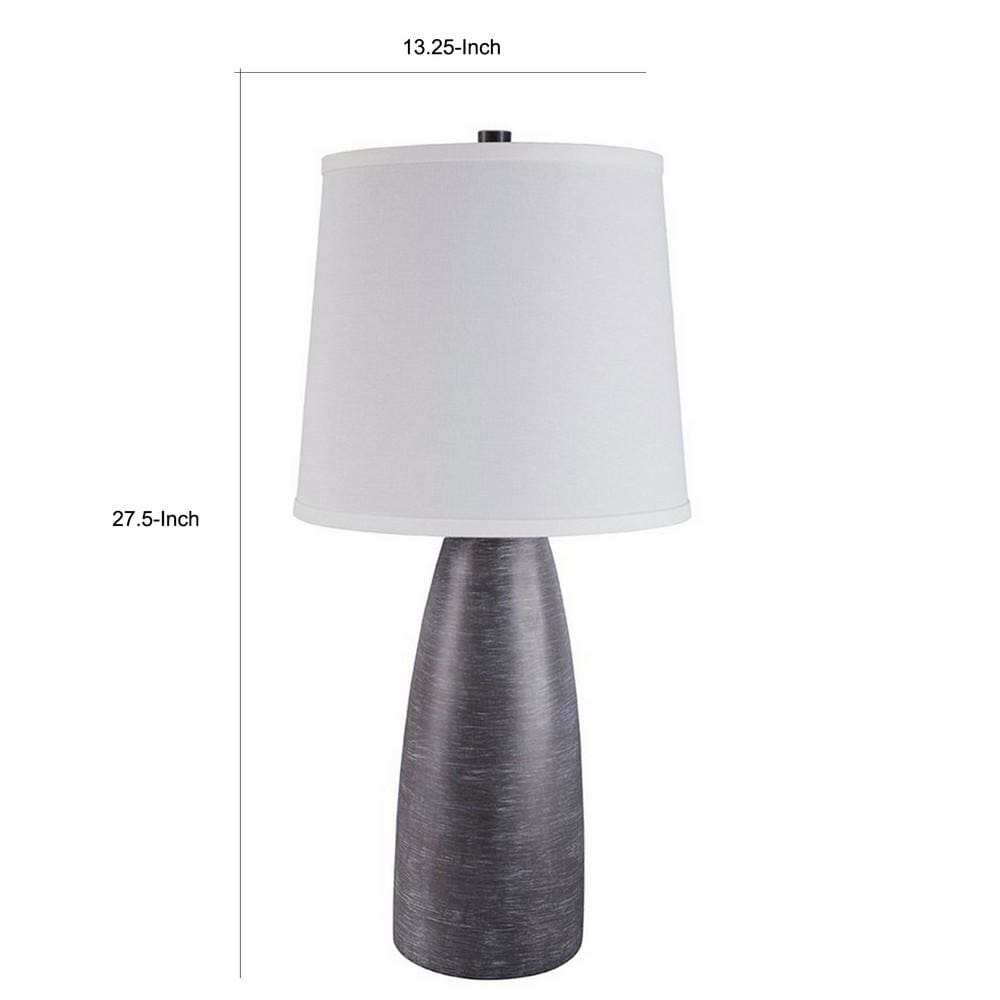 Vase Shape Resin Table Lamp with Fabric Shade Set of 2 Gray and White By Casagear Home BM227554