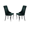 Button Tufted Back Arm Chair with Cabriole Legs, Set of 2, Green and Chrome By Casagear Home