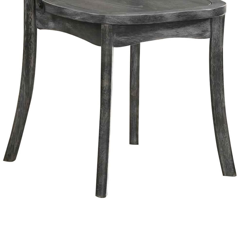 Wood and Metal Side Chair with X Open Back Set of 2 Rustic Gray and Black By Casagear Home BM227714