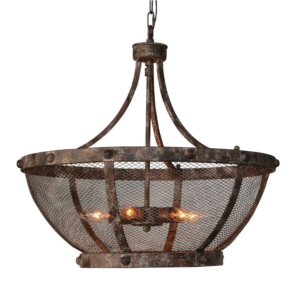 22" Cross Hatch Mesh Design 6-Light Chandelier,Antique Bronze By Casagear Home