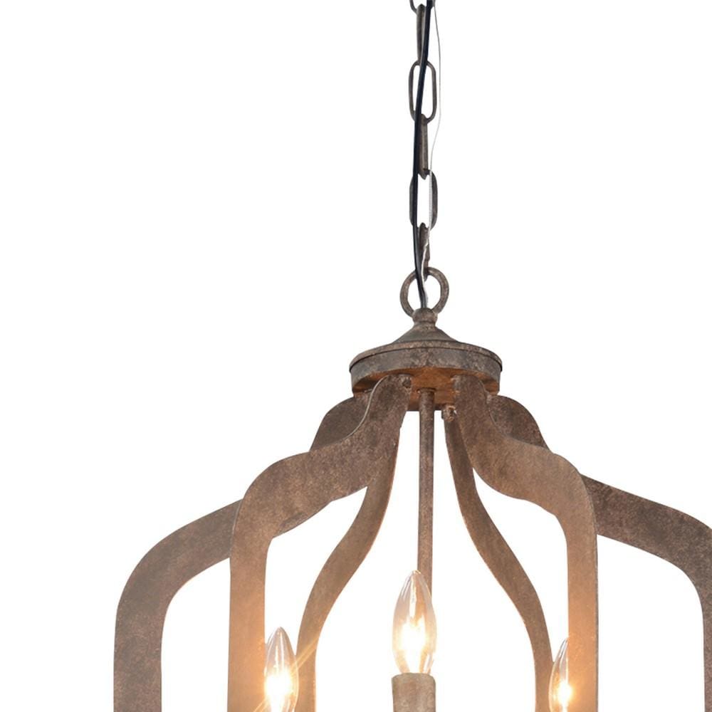 18 6-Fixture Metal Chandelier with 2 Tier Lighting Bronze By Casagear Home BM227722