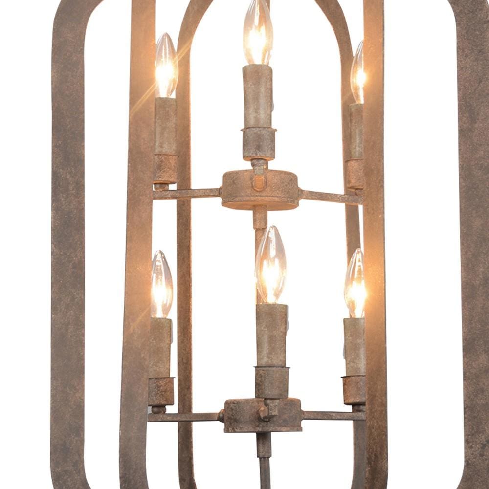 18 6-Fixture Metal Chandelier with 2 Tier Lighting Bronze By Casagear Home BM227722