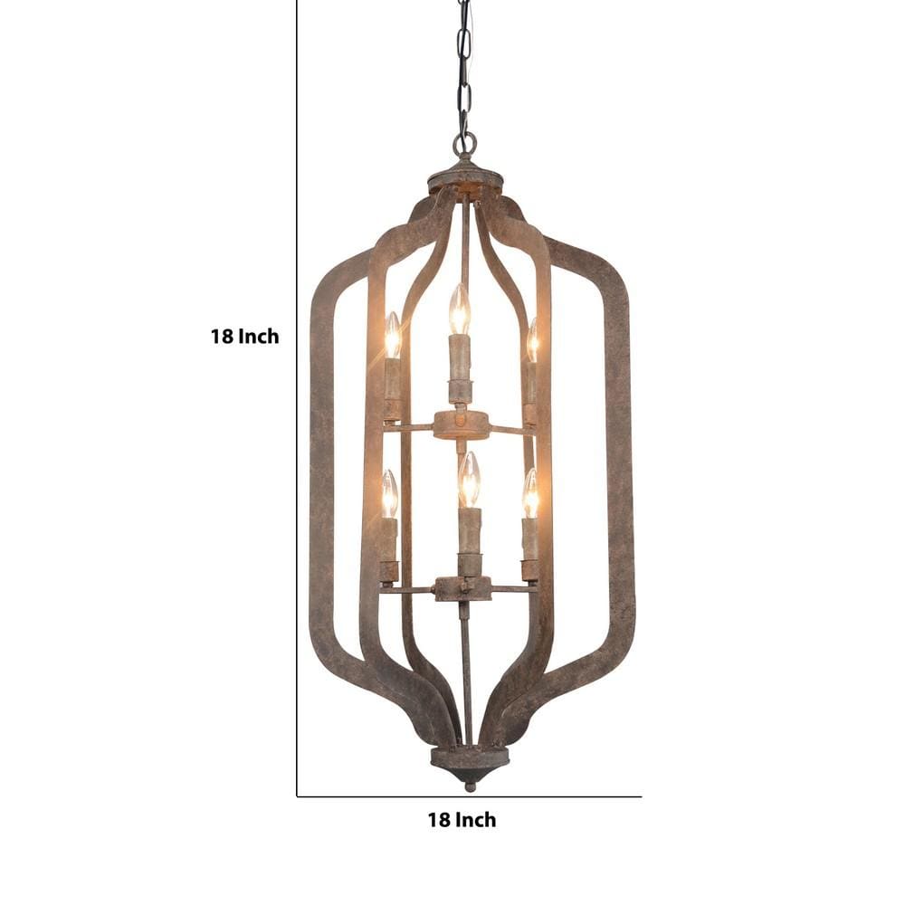 18 6-Fixture Metal Chandelier with 2 Tier Lighting Bronze By Casagear Home BM227722