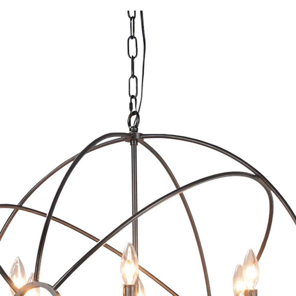 30 6-Light Fixture Orb Shape Metal Frame Chandelier Black By Casagear Home BM227732