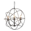 6 Light Fixture Orb Shape Metal Frame Chandelier, Black By Casagear Home