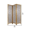 3 Panel Wooden Screen with Pearl Motif Accent Brown and Silver By Casagear Home BM228613