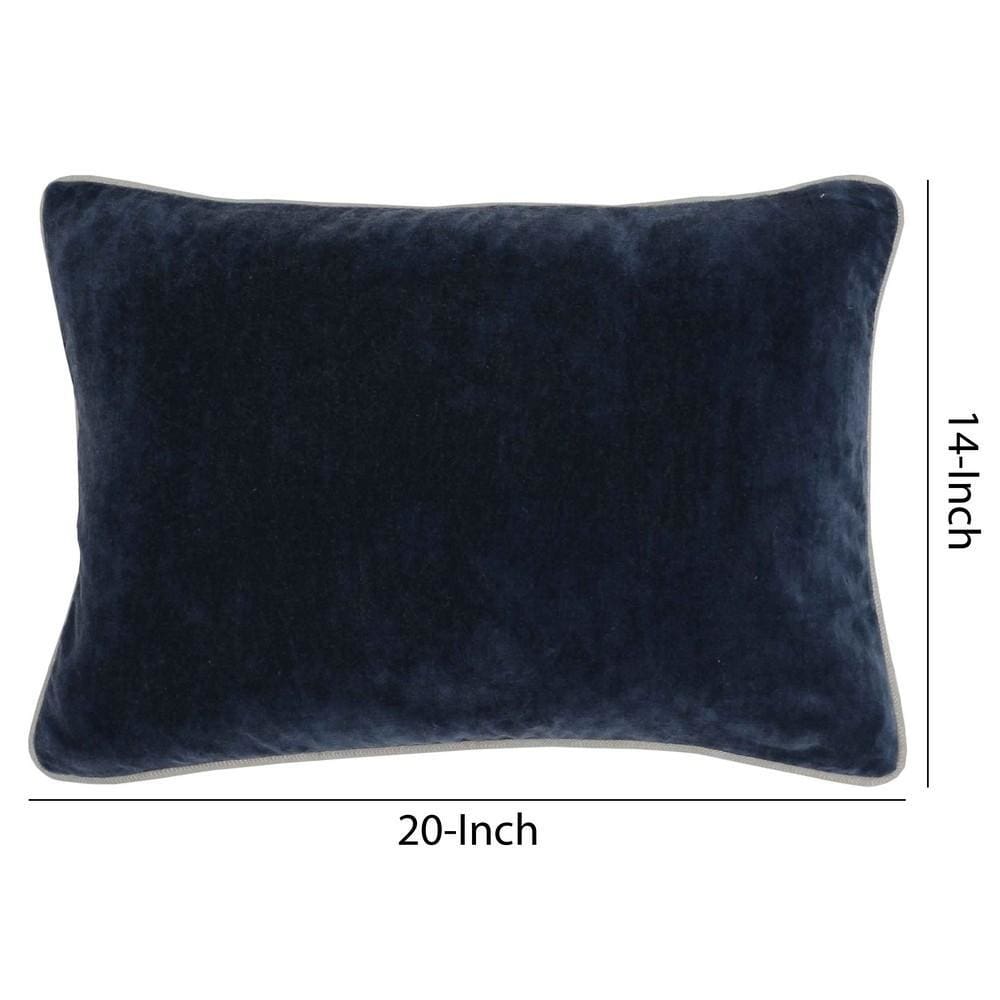 20 X 14 Fabric Throw Pillow with Piped Edges Navy Blue By Casagear Home BM228817