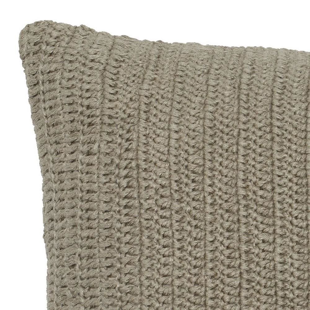 22 x 22 Throw Pillow with Hand Knit Details Brown By Casagear Home BM228830