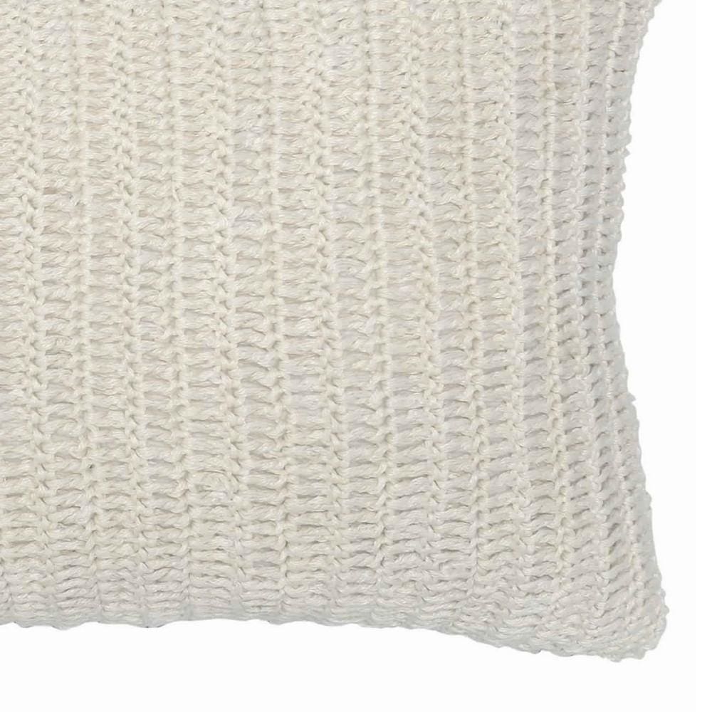 26 x 14 Throw Pillow with Hand Knitted Details White By Casagear Home BM228831