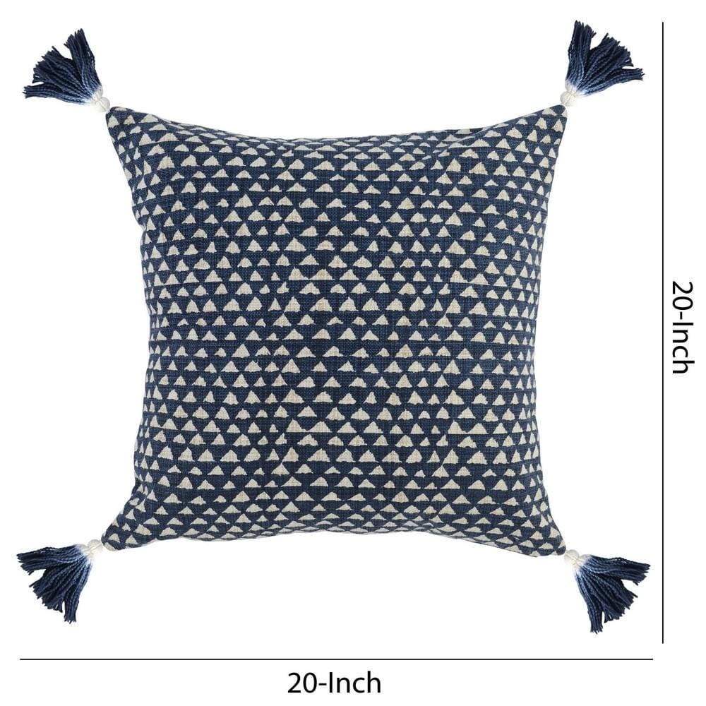 20 x 20 Geometric Pattern Throw Pillow Blue and White By Casagear Home BM228852