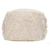 18 x 14 Woven Design Fabric Pouf Ottoman with Fringes,Cream By Casagear Home BM228878