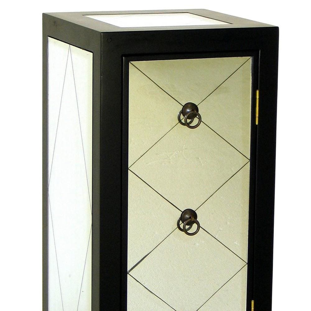 34 Inch Wood and Mirror Storage Chest with 1 Door Black By Casagear Home BM229409