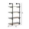 24 Inches 4 Tier Wood and Metal Wall Shelf Gray and Black By Casagear Home BM229650