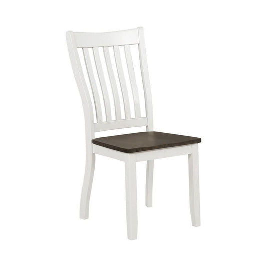 18.25" Slatted Back Dining Chair, Set of 2,White and Brown By Casagear Home