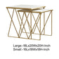 2 Piece Marble Top Nesting Table with Geometric Base White and Gold By Casagear Home BM230482